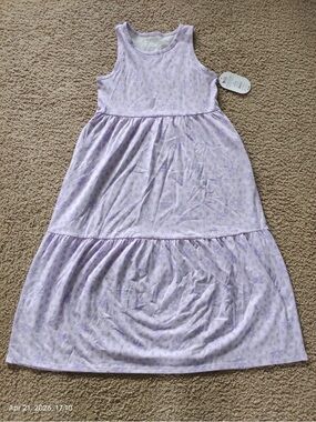 NWT Wonder Nation Girl's Purple Floral Tiered Ruffle Dress Size L (10-12)